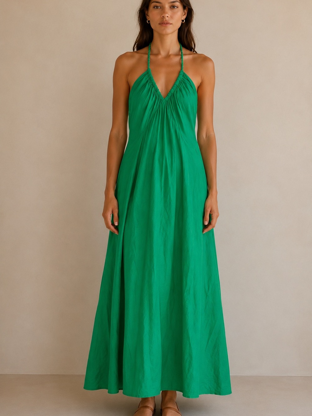 Xirena Maggie Halter Maxi Dress – Green Topaz – Size Large
